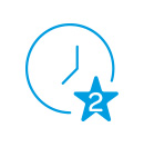 Clock icon with star and number 2